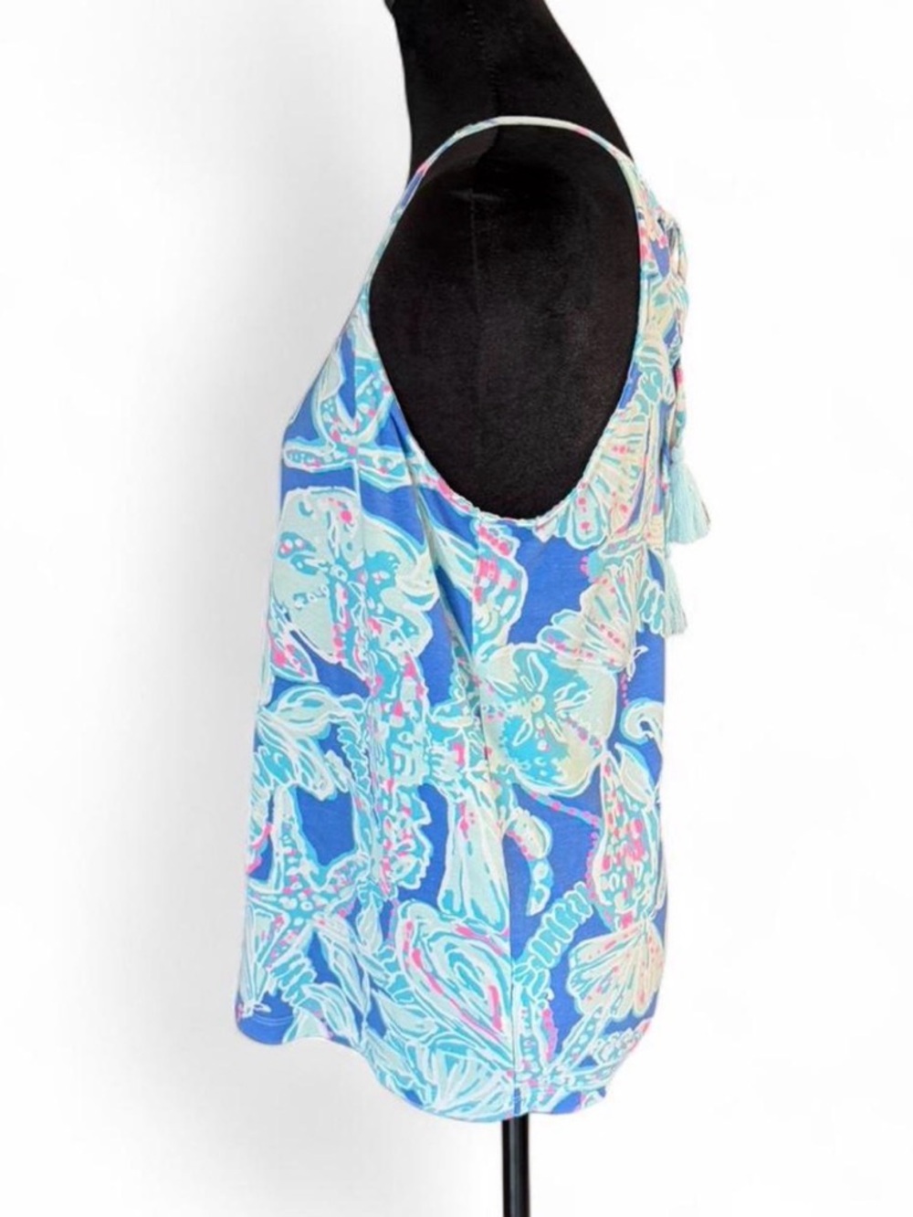 Lilly Pulitzer Blue Shell Print Halter Tank Top Size Small - Picture 3 of 4
